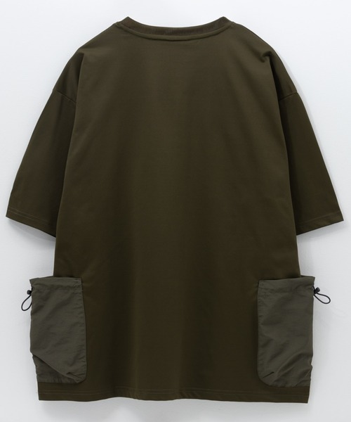 Mac-House(マックハウス)の「WOODS ドローコードポケットTシャツ【UVカット】(Tシャツ/カットソー・メンズ・ホワイト/ネイビー/ブラック/カーキ・M/L/XL)」の7枚目の写真
