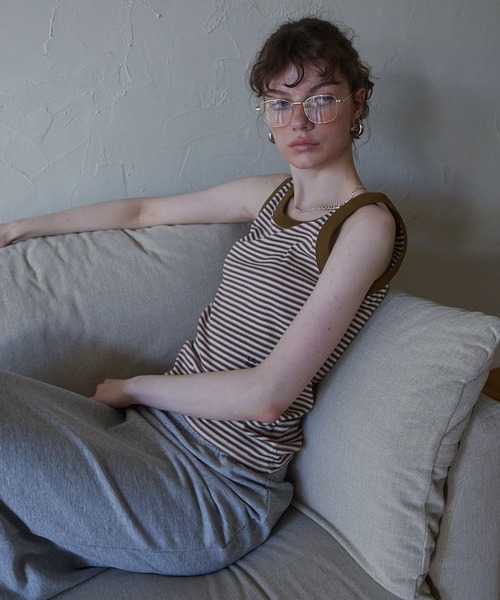 Lil Ambition(リルアンビション)の「マルチボーダータンクトップ(タンクトップ・レディース・カーキ/ピンク・FREE)」の16枚目の写真