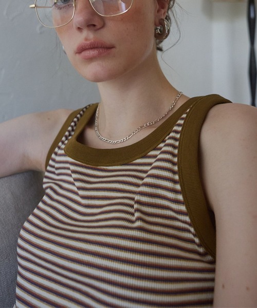 Lil Ambition(リルアンビション)の「マルチボーダータンクトップ(タンクトップ・レディース・カーキ/ピンク・FREE)」の17枚目の写真