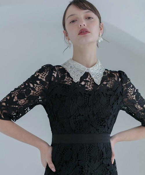 レジャ　leja レース素材 ブラックパーティードレス レジャ leja レース素材 ブラックパーティードレス