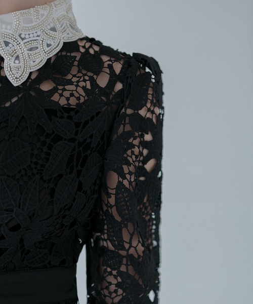 Leja(レジャ)の「【LEJA】花柄レースビジューカラーAラインドレスワンピース美脚効果結婚式 パーティードレス 成人式 二次会 同窓会 お呼ばれ オケージョン 20代 30代(ドレス・レディース・ブラック/グレー/ライトイエロー・SMALL/MEDIUM)」の11枚目の写真