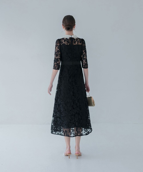 セール】【LEJA】花柄レースビジューカラーAラインドレスワンピース
