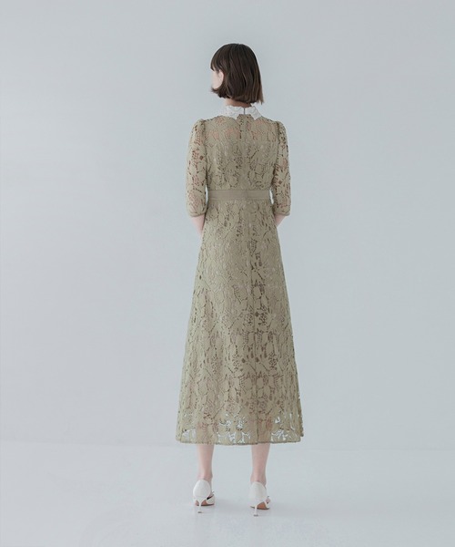 Leja（レジャ）の「【LEJA】花柄レースビジューカラーAライン