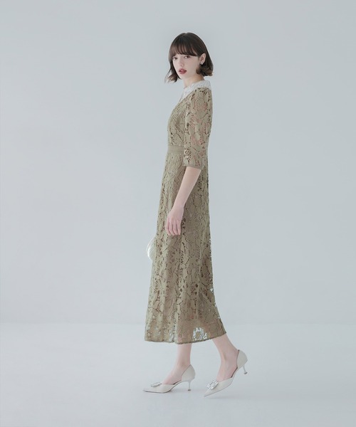 Leja（レジャ）の「【LEJA】花柄レースビジューカラーAライン
