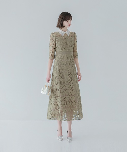 Leja（レジャ）の「【LEJA】花柄レースビジューカラーAライン