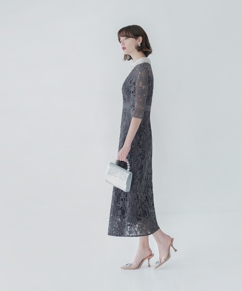 Leja（レジャ）の「【LEJA】花柄レースビジューカラーAライン