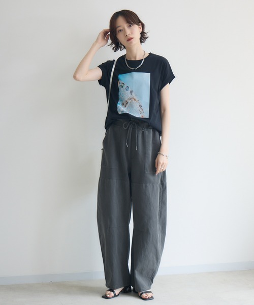 Paradise Picnic（パラダイスピクニック）の「33℃　ポンチ×布帛ワイドカーブパンツ（その他パンツ・レディース・ネイビー/ブラック/カーキ・FREE）」の22枚目の写真