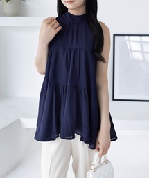 CLEAR BASIC | ボウタイリボンティアードブラウス[オフィスカジュアル 着回し抜群 上品](シャツ/ブラウス)