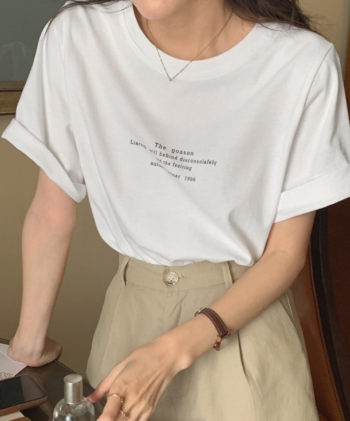 shoppinggo(ショッピングゴー)の「ロゴTシャツ レディース 夏服 tシャツ(Tシャツ/カットソー・レディース・ホワイト・L/M)」の2枚目の写真