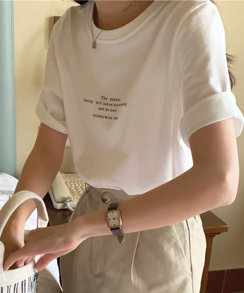 shoppinggo(ショッピングゴー)の「ロゴTシャツ レディース 夏服 tシャツ(Tシャツ/カットソー・レディース・ホワイト・L/M)」の3枚目の写真