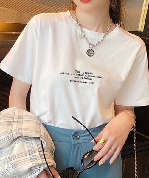 shoppinggo(ショッピングゴー)の「ロゴTシャツ レディース 夏服 tシャツ(Tシャツ/カットソー・レディース・ホワイト・L/M)」の17枚目の写真