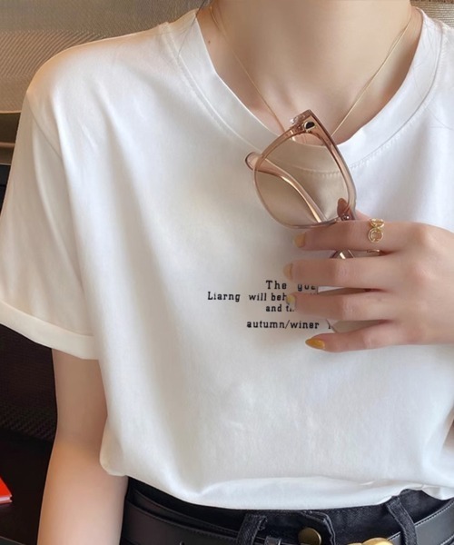 shoppinggo(ショッピングゴー)の「ロゴTシャツ レディース 夏服 tシャツ(Tシャツ/カットソー・レディース・ホワイト・L/M)」の18枚目の写真