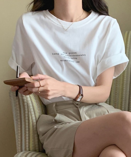 shoppinggo(ショッピングゴー)の「ロゴTシャツ レディース 夏服 tシャツ(Tシャツ/カットソー・レディース・ホワイト・L/M)」の20枚目の写真
