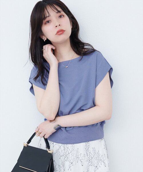 natural couture（ナチュラルクチュール）の「きれいめポンチボートネックTOPS（タンクトップ・レディース・ピンク/ブルー/アイボリー/グレイッシュベージュ/ブラック・FREE）」の19枚目の写真