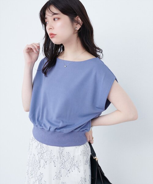 natural couture（ナチュラルクチュール）の「きれいめポンチボートネックTOPS（タンクトップ・レディース・ピンク/ブルー/アイボリー/グレイッシュベージュ/ブラック・FREE）」の20枚目の写真