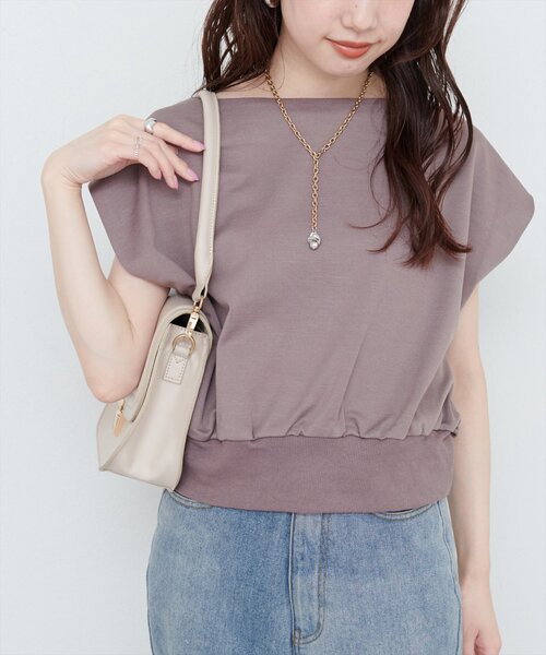 natural couture（ナチュラルクチュール）の「きれいめポンチボートネックTOPS（タンクトップ・レディース・ピンク/ブルー/アイボリー/グレイッシュベージュ/ブラック・FREE）」の10枚目の写真