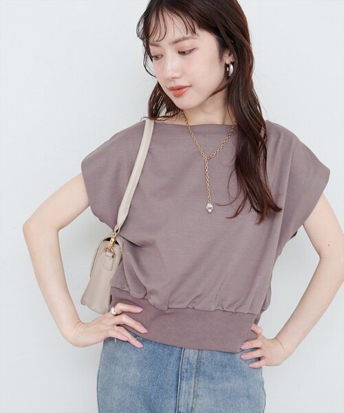 natural couture（ナチュラルクチュール）の「きれいめポンチボートネックTOPS（タンクトップ・レディース・ピンク/ブルー/アイボリー/グレイッシュベージュ/ブラック・FREE）」の11枚目の写真