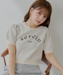 5分袖ジャガードパフニット