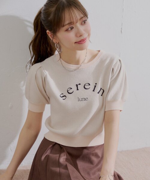 Chico(チコ)の「5分袖ジャガードパフニット(ニット/セーター・レディース・レッド/ピンク/ホワイト/ブラック・FREE)」の3枚目の写真
