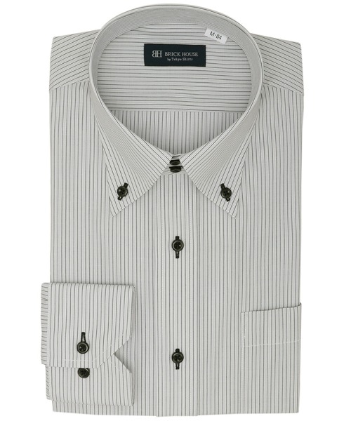 TOKYO SHIRTS(トウキョウシャツ)の「形態安定ノンアイロン ドゥエボットーニ 長袖ビジネスワイシャツ(ビジネスシャツ・メンズ・グレー・首回り37cm-裄丈80cm/首回り39cm-裄丈80cm/首回り39cm-裄丈84cm/首回り41cm-裄丈82cm/首回り41cm-裄丈86cm/首回り42cm-裄丈82cm/首回り42cm-裄丈86cm/首回り43cm-裄丈82cm/首回り43cm-裄丈86cm/首回り37cm-裄丈84cm)」の1枚目の写真