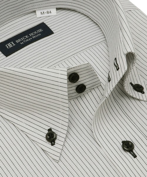 TOKYO SHIRTS(トウキョウシャツ)の「形態安定ノンアイロン ドゥエボットーニ 長袖ビジネスワイシャツ(ビジネスシャツ・メンズ・グレー・首回り37cm-裄丈80cm/首回り39cm-裄丈80cm/首回り39cm-裄丈84cm/首回り41cm-裄丈82cm/首回り41cm-裄丈86cm/首回り42cm-裄丈82cm/首回り42cm-裄丈86cm/首回り43cm-裄丈82cm/首回り43cm-裄丈86cm/首回り37cm-裄丈84cm)」の2枚目の写真