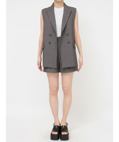 MURUA（ムルーア）の「【セットアップ対応】ピークドラペルダブルミドルジレベスト（ベスト・レディース・ブラック/ネイビー/グレー/モカ・FREE）」の22枚目の写真