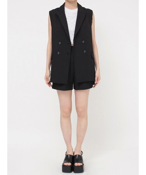 MURUA（ムルーア）の「【セットアップ対応】ピークドラペルダブルミドルジレベスト（ベスト・レディース・ブラック/ネイビー/グレー/モカ・FREE）」の16枚目の写真