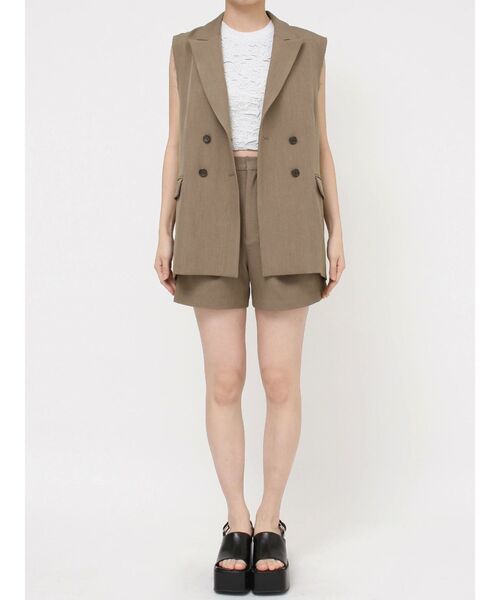 MURUA（ムルーア）の「【セットアップ対応】ピークドラペルダブルミドルジレベスト（ベスト・レディース・ブラック/ネイビー/グレー/モカ・FREE）」の20枚目の写真