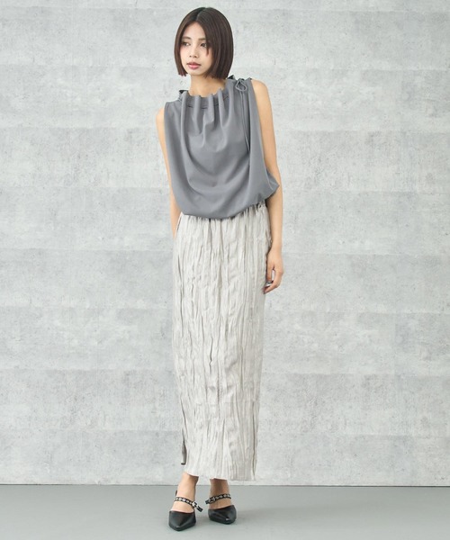 ANAP(アナップ)の「ノースリーブ リボンギャザーブラウス(シャツ/ブラウス・レディース・グレー/ブラック/ホワイト・FREE)」の10枚目の写真