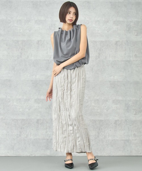 ANAP(アナップ)の「ノースリーブ リボンギャザーブラウス(シャツ/ブラウス・レディース・グレー/ブラック/ホワイト・FREE)」の9枚目の写真
