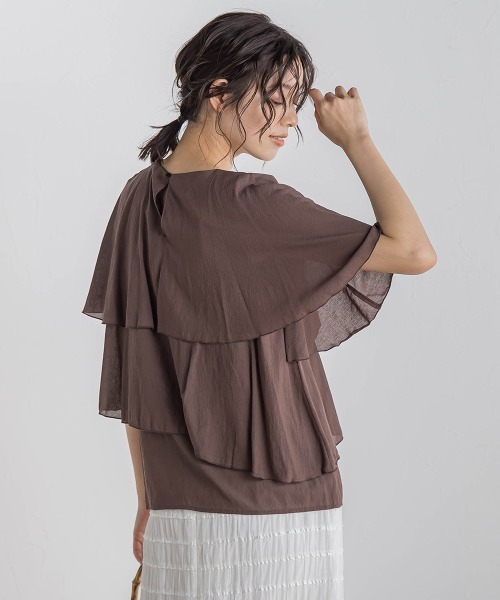 Droite lautreamont(ドロワットロートレアモン)の「【WEB限定】先染め気流染めティアードブラウス≪手洗い可能≫(シャツ/ブラウス・レディース・オフホワイト/ブラック/ブラウン/イエロー・M)」の4枚目の写真