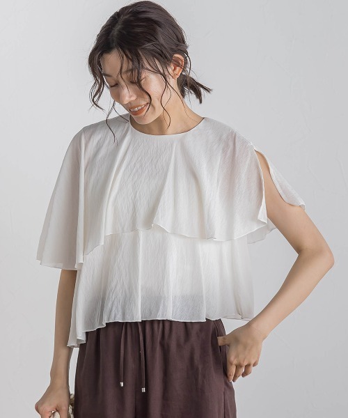 Droite lautreamont(ドロワットロートレアモン)の「【WEB限定】先染め気流染めティアードブラウス≪手洗い可能≫(シャツ/ブラウス・レディース・オフホワイト/ブラック/ブラウン/イエロー・M)」の5枚目の写真