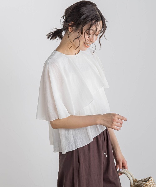 Droite lautreamont(ドロワットロートレアモン)の「【WEB限定】先染め気流染めティアードブラウス≪手洗い可能≫(シャツ/ブラウス・レディース・オフホワイト/ブラック/ブラウン/イエロー・M)」の6枚目の写真