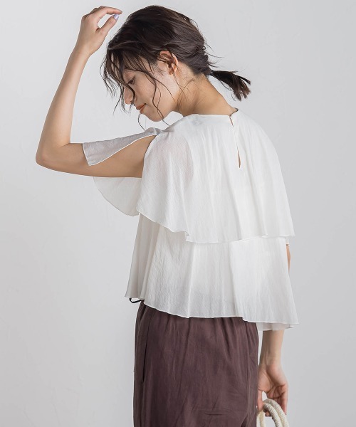 Droite lautreamont(ドロワットロートレアモン)の「【WEB限定】先染め気流染めティアードブラウス≪手洗い可能≫(シャツ/ブラウス・レディース・オフホワイト/ブラック/ブラウン/イエロー・M)」の7枚目の写真