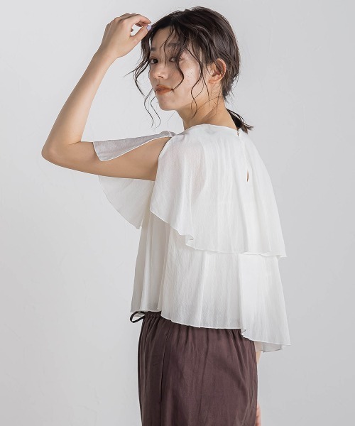 Droite lautreamont(ドロワットロートレアモン)の「【WEB限定】先染め気流染めティアードブラウス≪手洗い可能≫(シャツ/ブラウス・レディース・オフホワイト/ブラック/ブラウン/イエロー・M)」の8枚目の写真