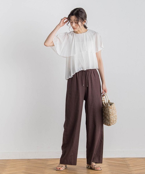 Droite lautreamont(ドロワットロートレアモン)の「【WEB限定】先染め気流染めティアードブラウス≪手洗い可能≫(シャツ/ブラウス・レディース・オフホワイト/ブラック/ブラウン/イエロー・M)」の9枚目の写真