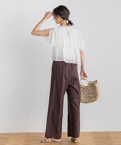 Droite lautreamont(ドロワットロートレアモン)の「【WEB限定】先染め気流染めティアードブラウス≪手洗い可能≫(シャツ/ブラウス・レディース・オフホワイト/ブラック/ブラウン/イエロー・M)」の12枚目の写真