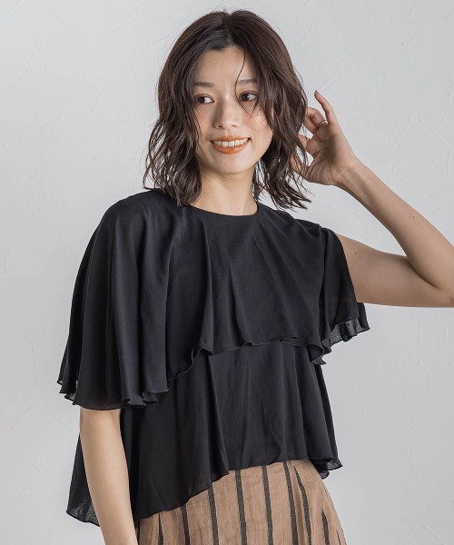 Droite lautreamont(ドロワットロートレアモン)の「【WEB限定】先染め気流染めティアードブラウス≪手洗い可能≫(シャツ/ブラウス・レディース・オフホワイト/ブラック/ブラウン/イエロー・M)」の14枚目の写真