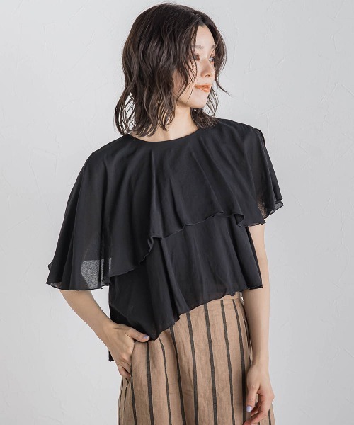 Droite lautreamont(ドロワットロートレアモン)の「【WEB限定】先染め気流染めティアードブラウス≪手洗い可能≫(シャツ/ブラウス・レディース・オフホワイト/ブラック/ブラウン/イエロー・M)」の17枚目の写真