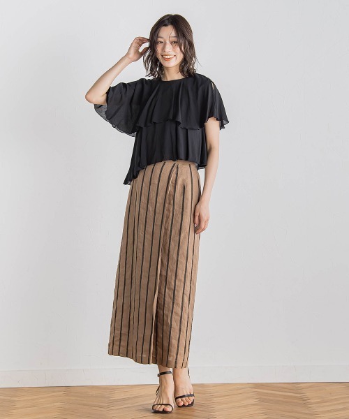 Droite lautreamont(ドロワットロートレアモン)の「【WEB限定】先染め気流染めティアードブラウス≪手洗い可能≫(シャツ/ブラウス・レディース・オフホワイト/ブラック/ブラウン/イエロー・M)」の22枚目の写真