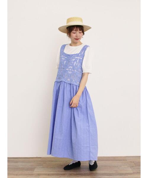 Samansa Mos2(サマンサ モスモス)の「【汗染み防止】袖口レースパフスリーブTシャツ(Tシャツ/カットソー・レディース・オフホワイト/ブルー/チャコールグレー/キナリ・F)」の10枚目の写真