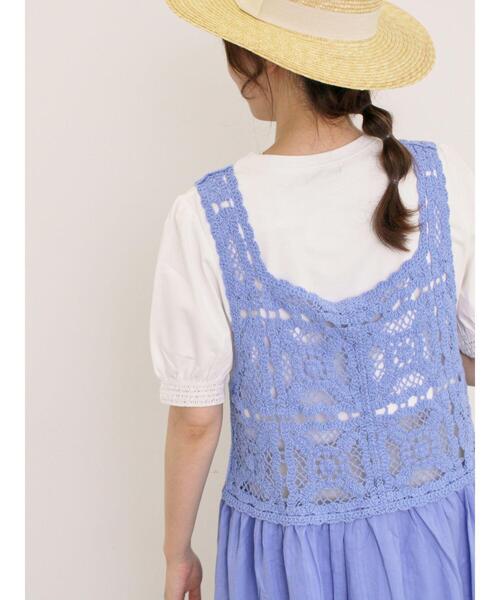 Samansa Mos2(サマンサ モスモス)の「【汗染み防止】袖口レースパフスリーブTシャツ(Tシャツ/カットソー・レディース・オフホワイト/ブルー/チャコールグレー/キナリ・F)」の12枚目の写真