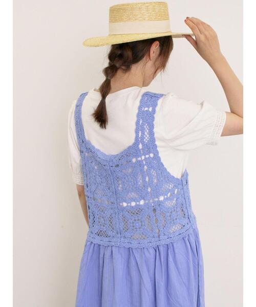 Samansa Mos2(サマンサ モスモス)の「【汗染み防止】袖口レースパフスリーブTシャツ(Tシャツ/カットソー・レディース・オフホワイト/ブルー/チャコールグレー/キナリ・F)」の13枚目の写真