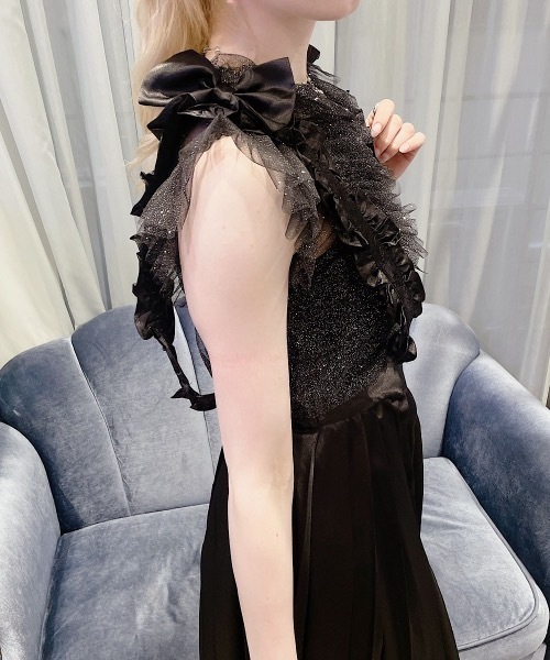 lilLilly（リルリリー）の「サテンプリーツレースロングスカート（2way/取り外し）（スカート・レディース・ブルー/ブラック/ピンク・FREE）」の16枚目の写真