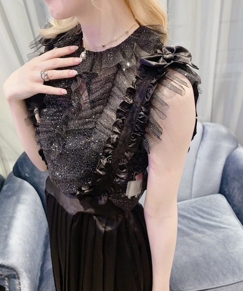 lilLilly（リルリリー）の「サテンプリーツレースロングスカート（2way/取り外し）（スカート・レディース・ブルー/ブラック/ピンク・FREE）」の17枚目の写真