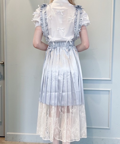 lilLilly（リルリリー）の「サテンプリーツレースロングスカート（2way/取り外し）（スカート・レディース・ブルー/ブラック/ピンク・FREE）」の21枚目の写真