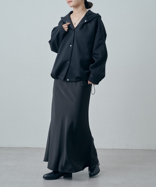 Lui's（ルイス）の「relaxスナップフードブルゾン（Tシャツ/カットソー・レディース・グレー/ブラック/ライトグレー・FREE）」の14枚目の写真