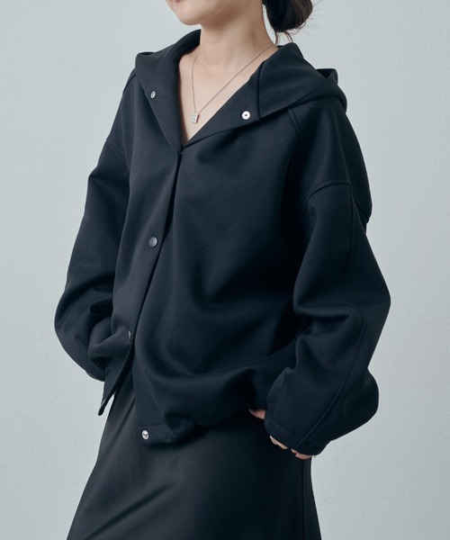 Lui's(ルイス)の「relaxスナップフードブルゾン(Tシャツ/カットソー・レディース・グレー/ブラック/ライトグレー/サックスブルー/チャコールグレー・FREE)」の19枚目の写真