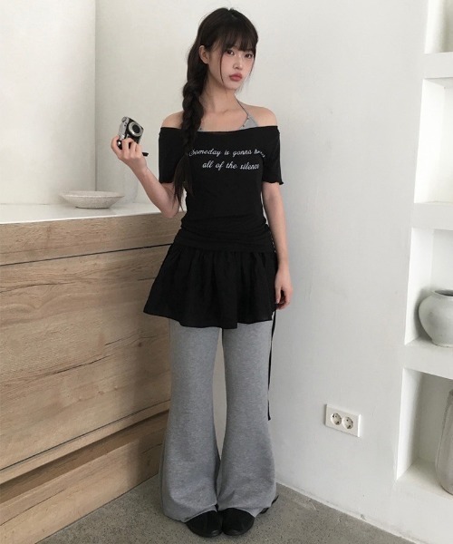 anyonemore（エニワンモア）の「スリムフィットウエストゴムブーツカットトレーニングパンツ（スウェットパンツ・レディース・ブラック/ネイビー/グレー・FREE）」の12枚目の写真