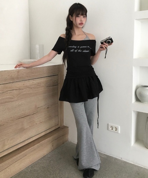 anyonemore（エニワンモア）の「スリムフィットウエストゴムブーツカットトレーニングパンツ（スウェットパンツ・レディース・ブラック/ネイビー/グレー・FREE）」の13枚目の写真